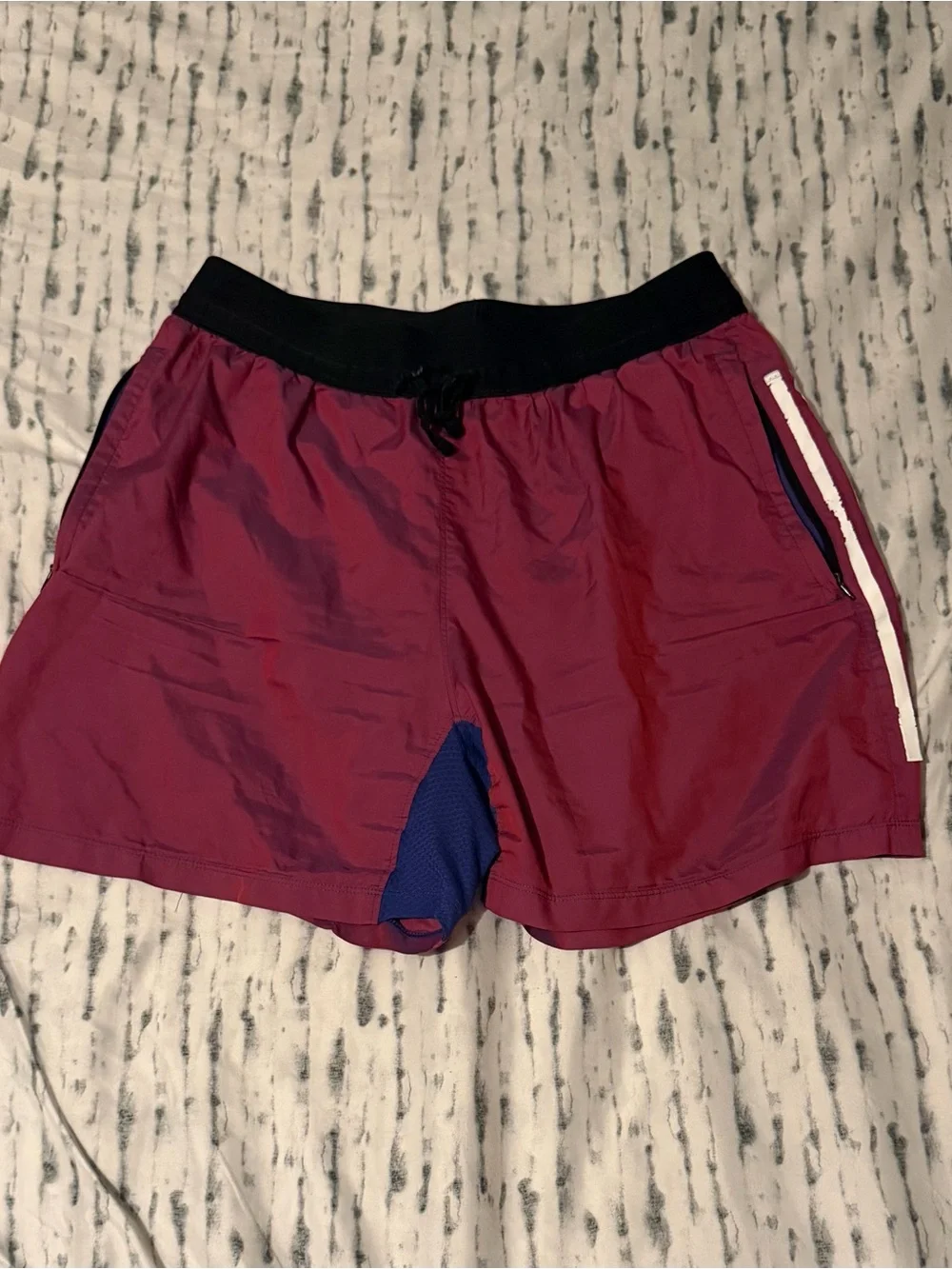 adidas Maroon Athletic Shorts with Black Waistband